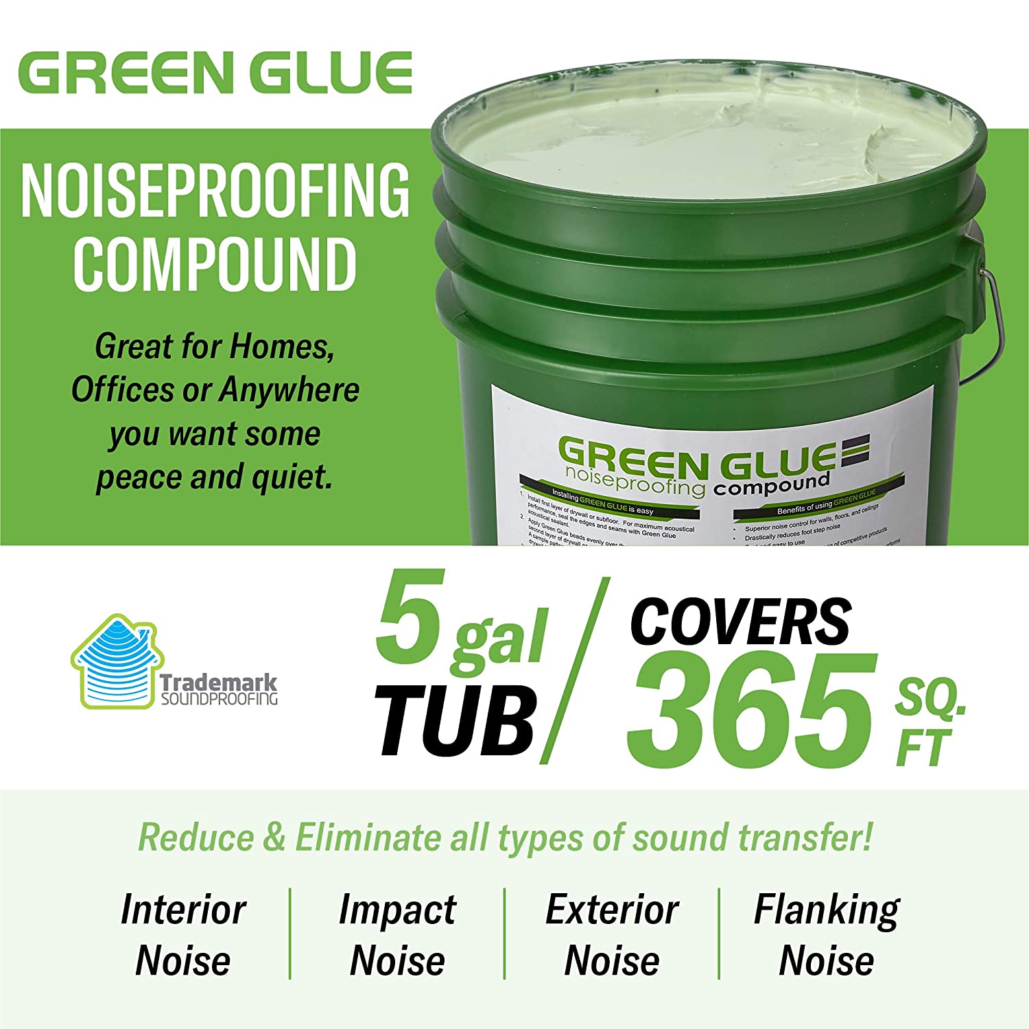 Green Glue Damping Bucket 2 Tubes Acoustic Caulk